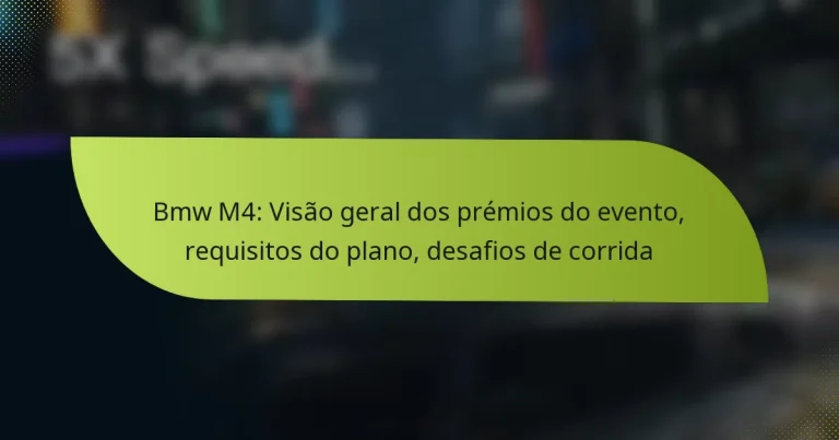 Bmw M4: Visão geral dos prémios do evento, requisitos do plano, desafios de corrida