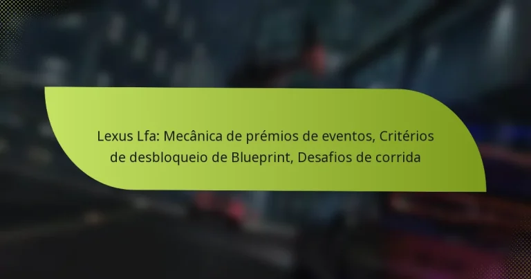 Lexus Lfa: Mecânica de prémios de eventos, Critérios de desbloqueio de Blueprint, Desafios de corrida