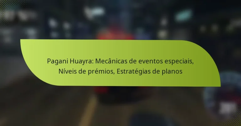 Pagani Huayra: Mecânicas de eventos especiais, Níveis de prémios, Estratégias de planos